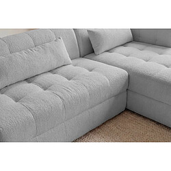 Casanova Canapé d'angle tissu chenille 4 places Gris clair Droit pas cher