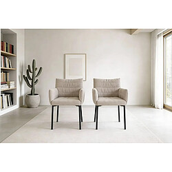 Casanova Lot de 2 chaises pieds en métal noir Beige