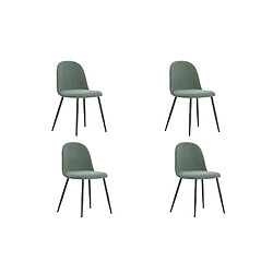 Casanova Lot de 4 chaises pieds en métal noir - Vert