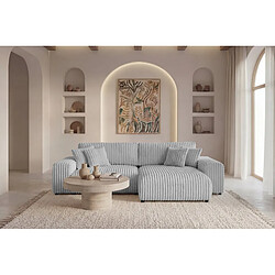 Avis Casanova Canapé d'angle convertible velours côtelé 4 places Gris clair
