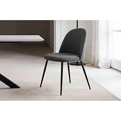 Casanova Lot de 4 chaises pieds en métal noir - Gris foncé