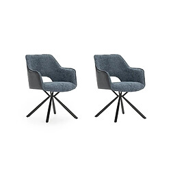 Casanova Lot de 2 chaises pieds en métal noir Bleu