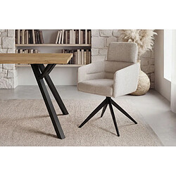 Casanova Lot de 2 chaises pieds en métal noir - Beige