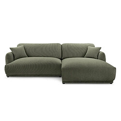 Casanova Canapé d'angle petit velours côtelé 3 places Droit - Vert