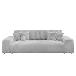 Casanova Canapé d'angle convertible velours côtelé 4 places - Gris clair