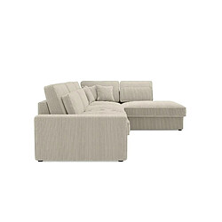 Casanova Canapé d'angle velours côtelé 5 places Gauche Beige
