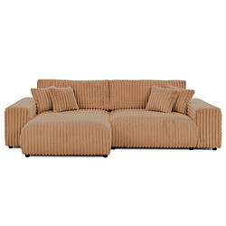 Casanova Canapé d'angle convertible velours côtelé 4 places - Terracotta