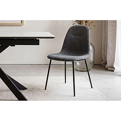 Casanova Lot de 4 chaises pieds en métal noir Gris