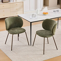 Smartue Lot de 2 chaises de salle à manger en chenille vert