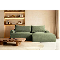 Avis Casanova Canapé d'angle convertible tissu lisse 4 places Vert Gauche