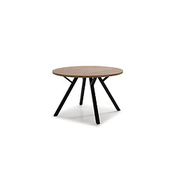 Casanova Table à manger ronde 120 cm pieds en métal noir - Chêne clair
