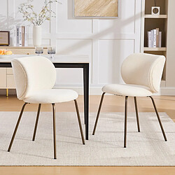 Smartue Lot de 2 chaises de salle à manger en chenille beige