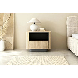 Casanova Table de chevet 63 cm effet chêne cremonia et noir - Chêne clair