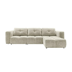 Casanova Canapé d'angle convertible tissu chenille 4 places - Beige