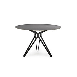Casanova Table à manger ronde 120 cm en pierre frittée - Gris