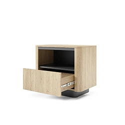 Casanova Table de chevet 63 cm effet chêne cremonia et noir - Chêne clair