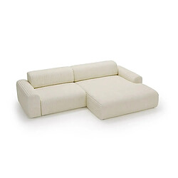 Casanova Canapé d'angle velours côtelé 3 places Droit Beige