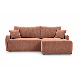 Casanova Canapé angle convertible petit velours côtelé 3 places Droit Terracotta