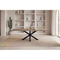 Casanova Table à manger rectangulaire 180 cm pieds en métal noir - Chêne clair