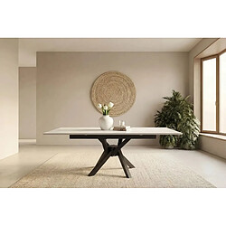 Casanova Table à manger extensible 90 à 150 cm en pierre frittée - Blanc