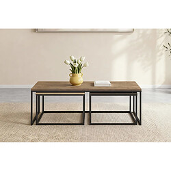 Casanova Ensemble de 3 tables basses 110 cm pieds en métal - Chêne foncé