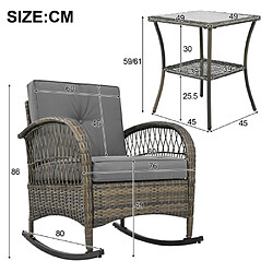 Acheter Merax Ensemble De Balcon En Rotin (3 Pièces)-capacité De Charge 160 Kg-pour Jardin/terrasse-gris