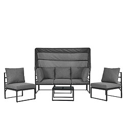 Merax Groupe Lounge Jardin 4 Pièces - Banc + Table à Parasol, Résistant Intempéries, Gris