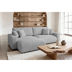 Acheter Casanova Canapé d'angle convertible velours côtelé 4 places Gris clair