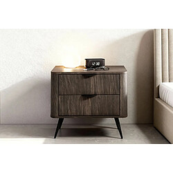 Casanova Table de chevet 2 tiroirs 63 cm bois de chêne - Chêne foncé