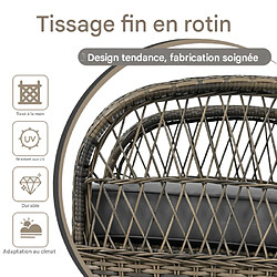 Merax Ensemble De Balcon En Rotin (3 Pièces)-capacité De Charge 160 Kg-pour Jardin/terrasse-gris pas cher