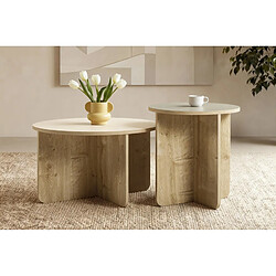 Casanova Ensemble de 2 tables basses rondes 50 et 70cm - Chêne clair