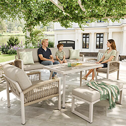 Merax Canapé De Jardin-salon De Jardin 7 Places-ensemble De Patio Résistant Aux Intempéries-gris