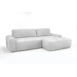 Casanova Canapé angle convertible tissu bouclette 4 places Gauche Gris clair