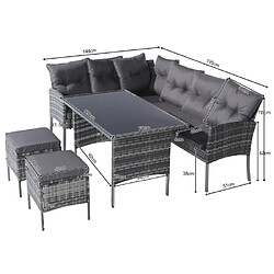 Acheter Merax Salon De Jardin-meubles De Jardin Pour 7 Personnes-canapé-housse Amovible Et Lavable-gris
