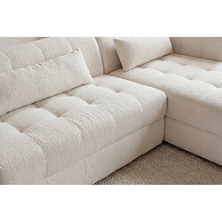 Casanova Canapé d'angle tissu chenille 4 places Beige Droit pas cher