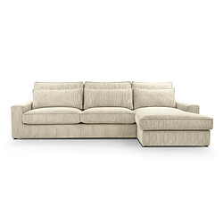 Casanova Canapé d'angle velours côtelé 3 places Droit Beige