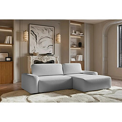 Casanova Canapé angle convertible tissu bouclette 4 places Gauche Gris clair