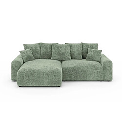 Casanova Canapé d'angle convertible tissu chenille 4 places - Vert