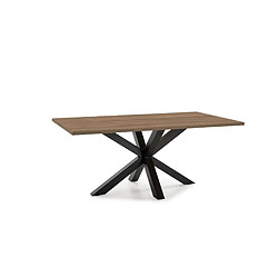 Casanova Table à manger rectangulaire 180 cm pieds en métal noir - Chêne foncé