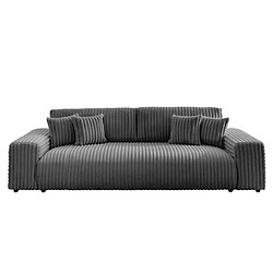 Casanova Canapé d'angle convertible velours côtelé 4 places - Gris foncé