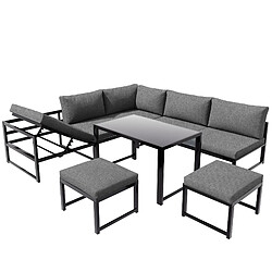 Merax Fauteuils Lounge Réglables - Aluminium, 4 Positions, Coussins Inclus, Gris
