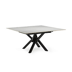 Casanova Table à manger extensible 90 à 150 cm en pierre frittée - Blanc
