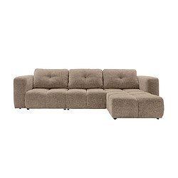 Casanova Canapé d'angle convertible tissu chenille 4 places - Café