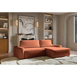 Casanova Canapé angle convertible tissu bouclette 4 places Gauche Terracotta