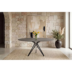 Casanova Table à manger ronde 120 cm en pierre frittée - Gris