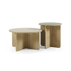 Casanova Ensemble de 2 tables basses rondes 50 et 70cm - Chêne clair