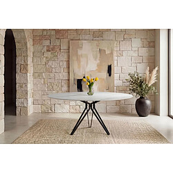 Casanova Table à manger ronde 120 cm en pierre frittée - Blanc