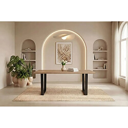 Casanova Table à manger rectangulaire 180 cm pieds en métal noir - Chêne clair