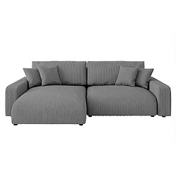 Casanova Canapé d'angle convertible velours côtelé 4 places - Gris foncé