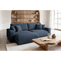 Acheter Casanova Canapé d'angle convertible velours côtelé 4 places Bleu